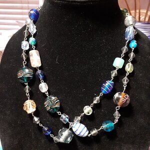 30" Handmade Glass Beaded Necklace